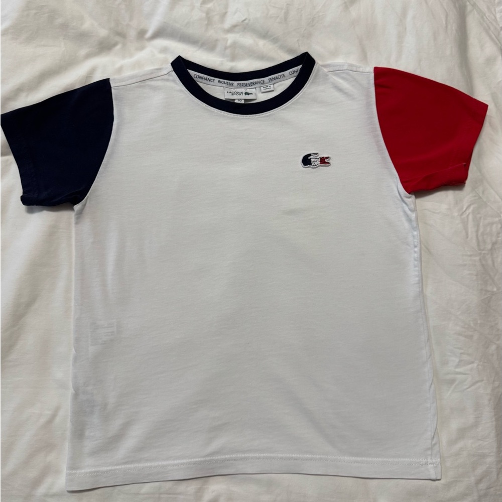 Lacoste White and Red Short Sleeve Tee